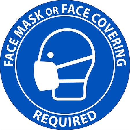 Safety Sign Label, FACE MASK OR COVERING REQUIRED, Pressure Sensitive Vinyl 0045, 5pk, 4 H X 4 W I